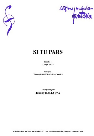 Partition Johnny Hallyday Si Tu Pars