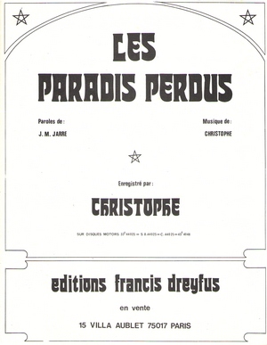 Partition Christophe Les paradis perduspiano et chantaccords