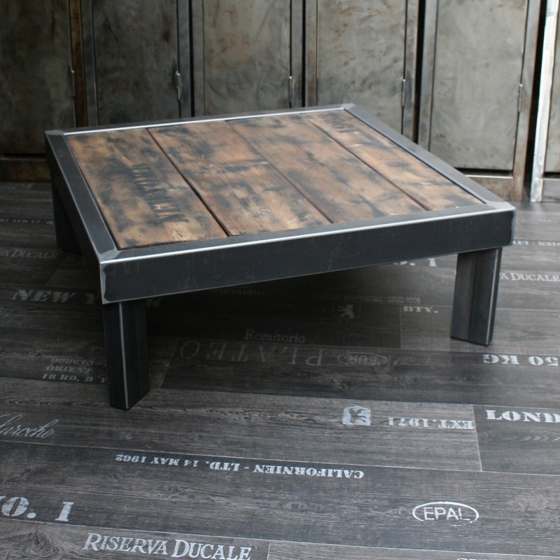 Table Palette Acier Sur Pieds Table Design Table Basse Metal Bois