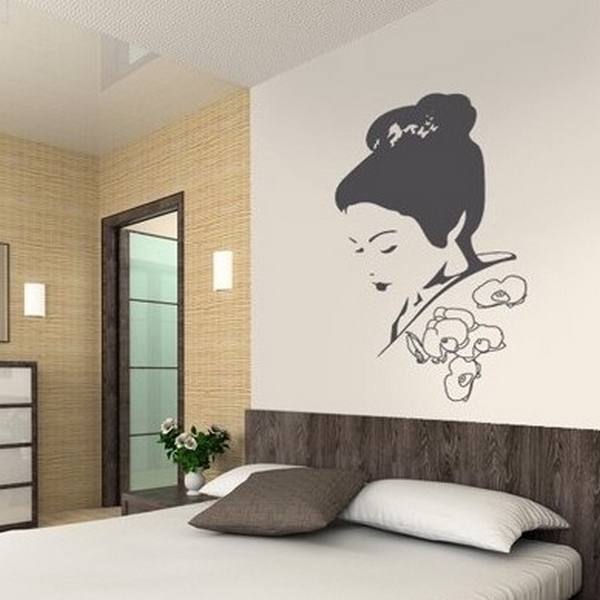 Sticker mural portrait femme japonaise Stickers design Sticker mural portrait femme japonaise Stickers design