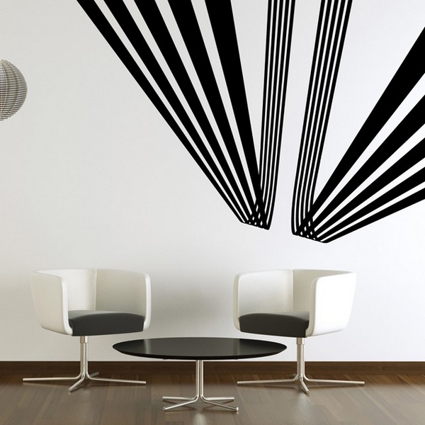 Stickers Graphiques Sticker mural bandes graphiques noires 97x140 - Stickers design