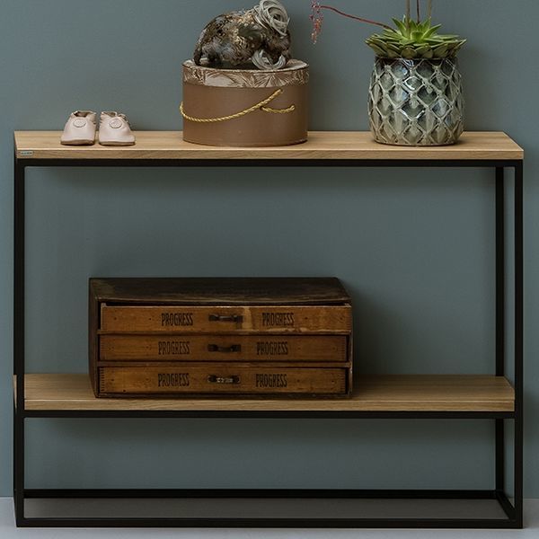 Console Design Scandinave Effet Frêne - Longueur 110 Cm, Avec étagère, Style épuré Et Pieds Fins, Pour Salon Ou Entrée - 8