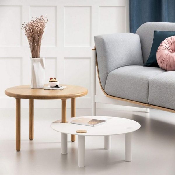 Table basse modulable ronde - Table salon bois massif Loftboutik