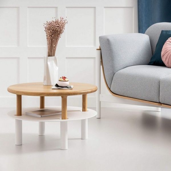 Table basse modulable ronde - Table salon bois massif Loftboutik