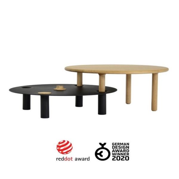 Table basse modulable ronde - Table salon bois massif Loftboutik