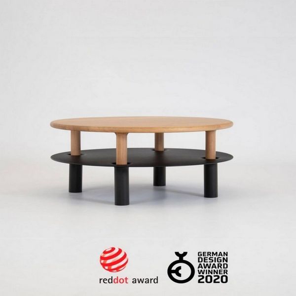 Table basse modulable ronde - Table salon bois massif Loftboutik