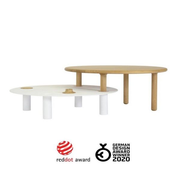 Table basse modulable ronde - Table salon bois massif Loftboutik