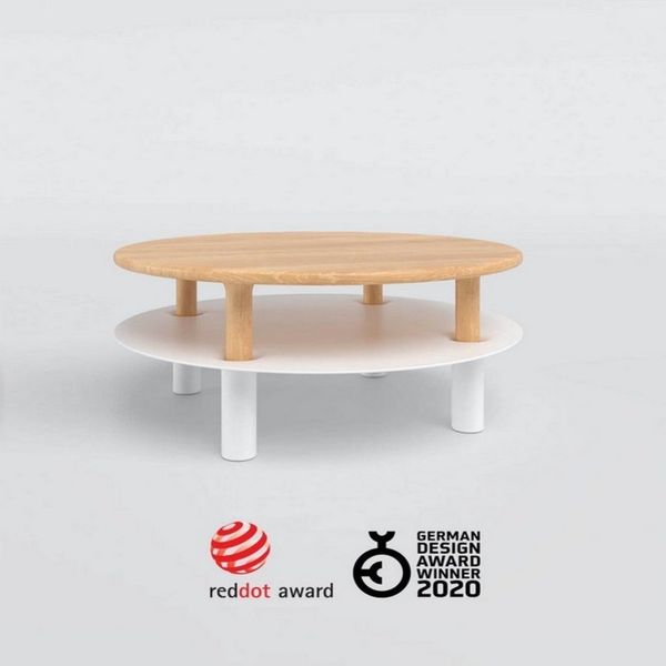 Table basse modulable ronde - Table salon bois massif Loftboutik