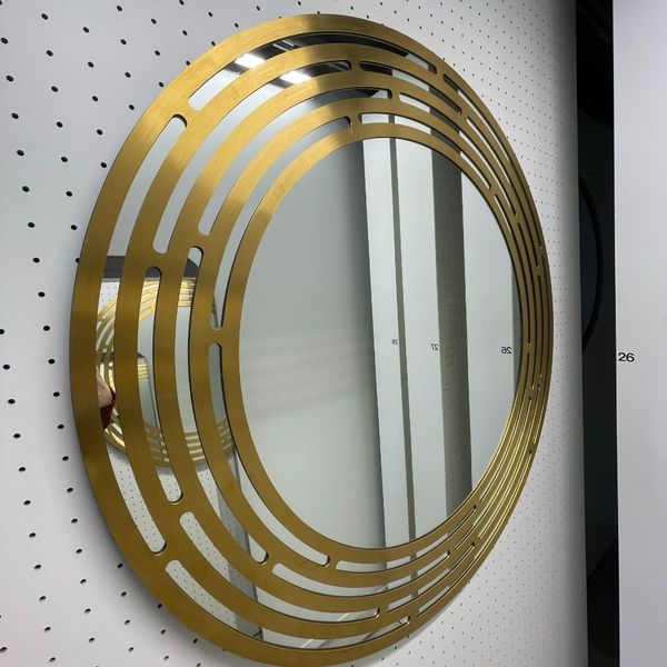 Miroir Convexe Décoratif Doré - Cadre Vagues Style Baroque, Diamètre 17 Cm, Accroche Murale Incluse - 4