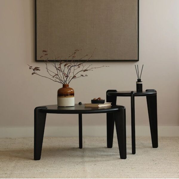 Table basse ronde bois massif noir