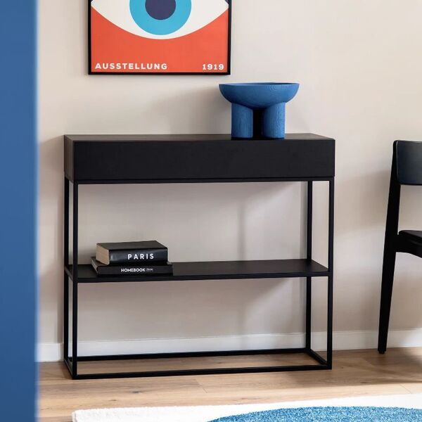 Console bois et métal noir