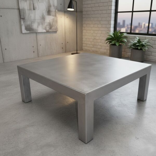 table de salon en acier brossé