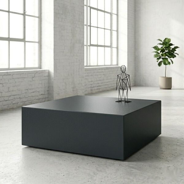 Table cube acier brut