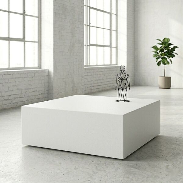 Table cube acier brut