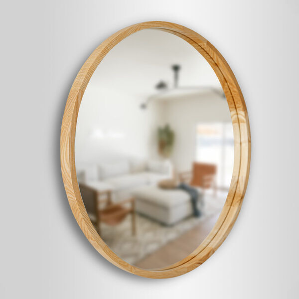 Miroir rond en bois
