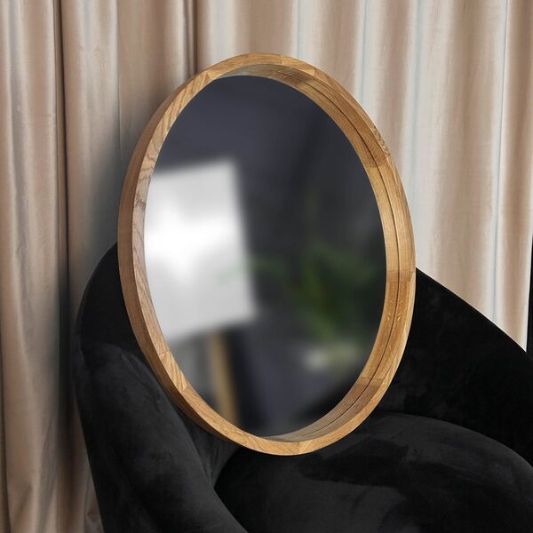 Miroir rond en bois