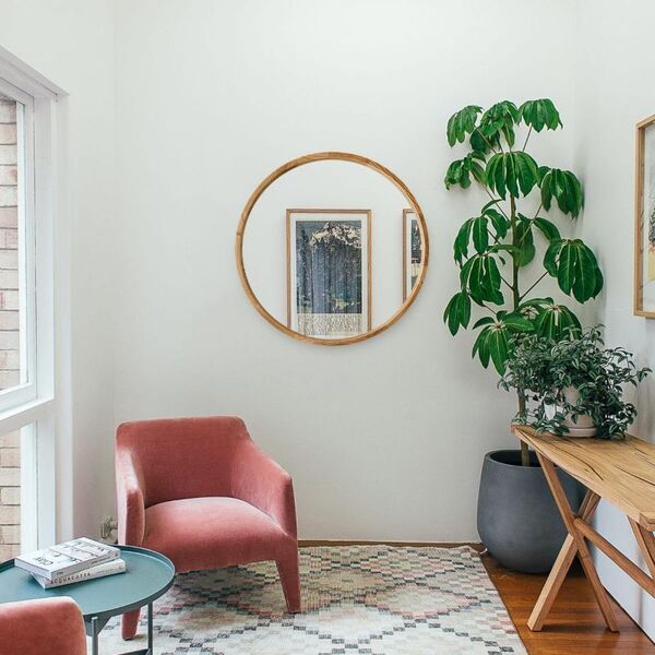 Miroir rond en bois