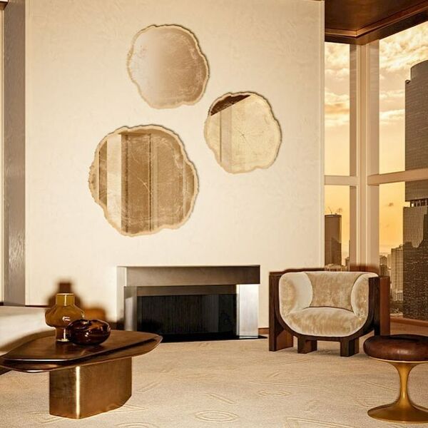 Miroir rond doré 80 cm