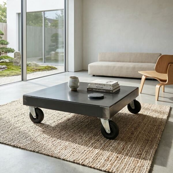 Table basse acier brut