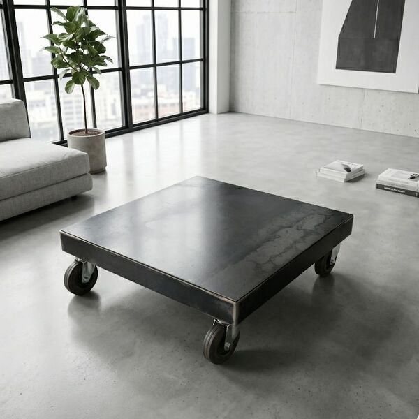 Table basse acier brut