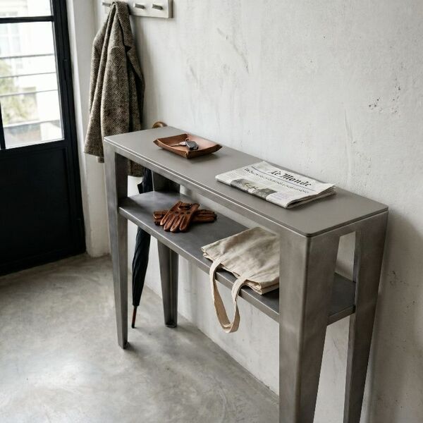 Console d'entrée acier bicolore avec étagère