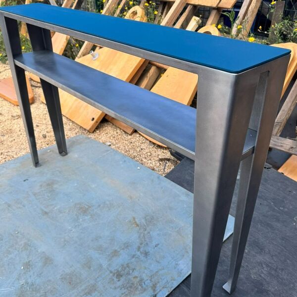 Console d'entrée acier bicolore avec étagère