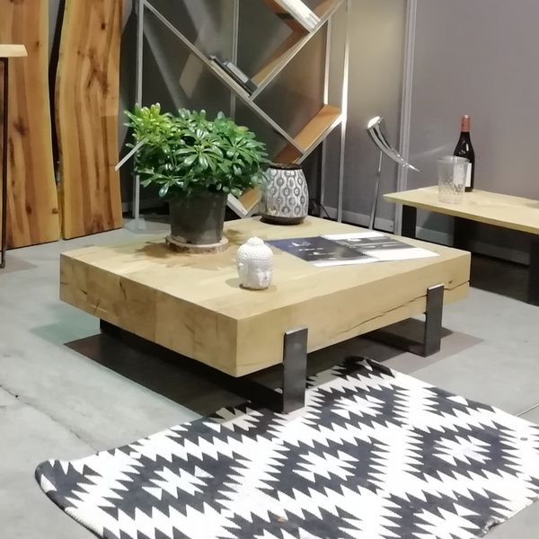 Table Palette Acier Sur Pieds Table Design Table Basse Metal Bois