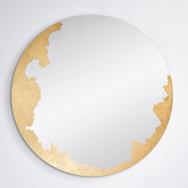 Miroir rond doré 1m