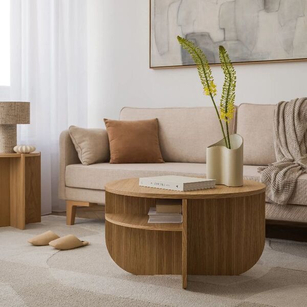 Petite table basse ronde - en chêne moderne - Loftboutik