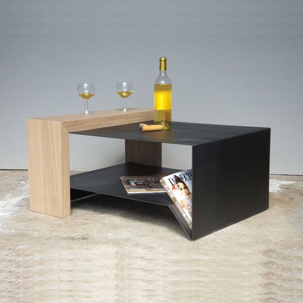 Table Palette Acier Sur Pieds Table Design Table Basse Metal Bois