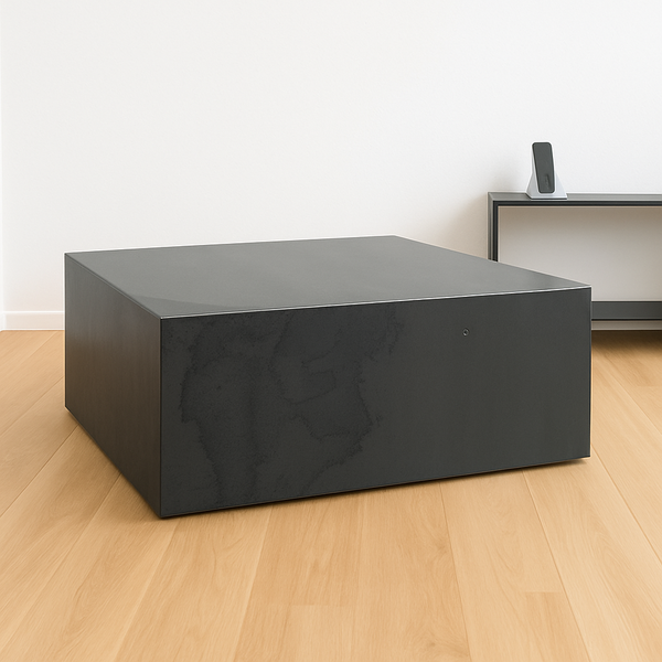 Table cube acier brut