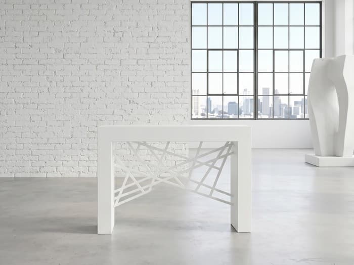 console en métal design blanche