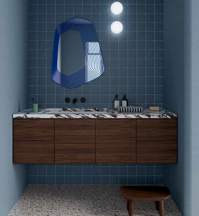 miroir design bleu