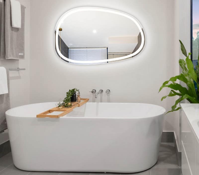 Miroir De Salle De Bain LED Asymétrique 50x120 Cm - 3 Couleurs De Lumière Réglables, étanche IP55 - Design Nuage Moderne