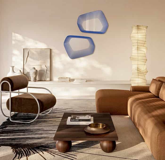 miroir mural bleu