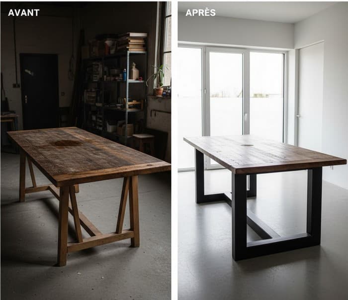 structure acier traverse table solide sur mesure