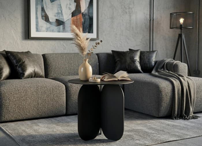 table basse ronde acier noir
