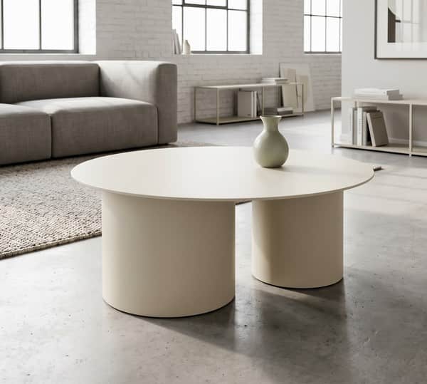 table-basse-ronde-beige-metal-pieds-cylindres-salon