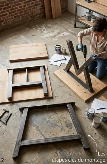 table diy montage pieds metal loftboutik table diy montage pieds metal loftboutik