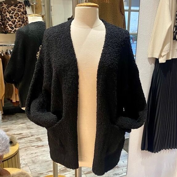 Gilet Bouclette Mi-Long avec Smiley