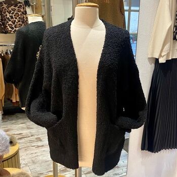 Gilet Bouclette Mi-Long avec Smiley