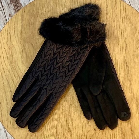 Gants Doudoune avec Fourrure