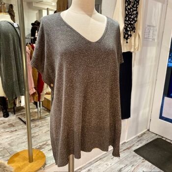 Pull sans manches col en lurex