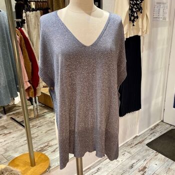 Pull sans manches col en lurex