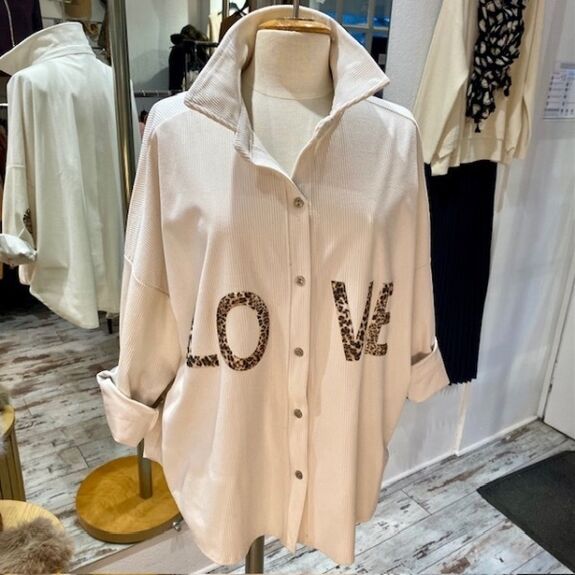 Chemise longue en velours "LOVE"
