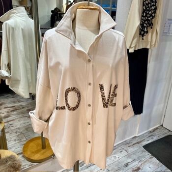 Chemise longue en velours "LOVE"