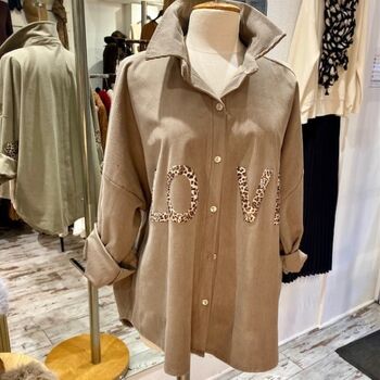 Chemise longue en velours "LOVE"