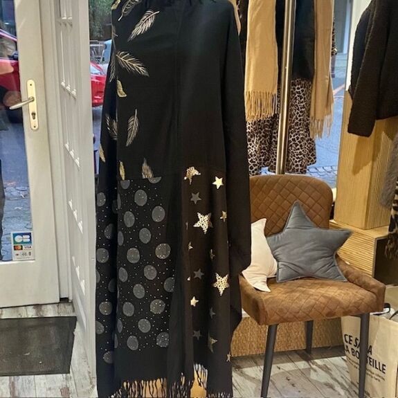 Écharpe carrée noire 140x140