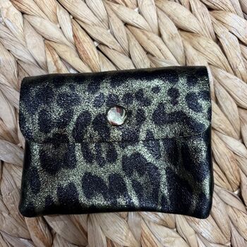 Porte-monnaie cuir motif léopard