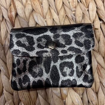 Porte-monnaie cuir motif léopard